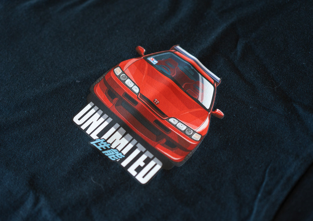 Closeup Tshirt T-shirt Red Mugen Acura Integra Type R with Mugen Front Spoiler Wing Parts Black JDM Design Illustration 