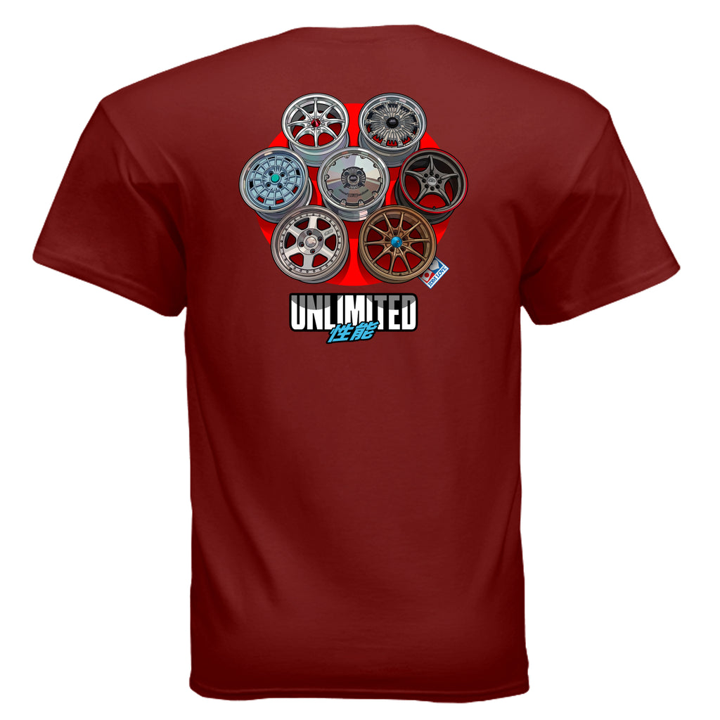Tshirt T-shirt Red Mugen Acura Honda MF10 MF-10 RNR MF8 MF-8 M7 CF-48 Power Unlimited Infinite Black Rear Back