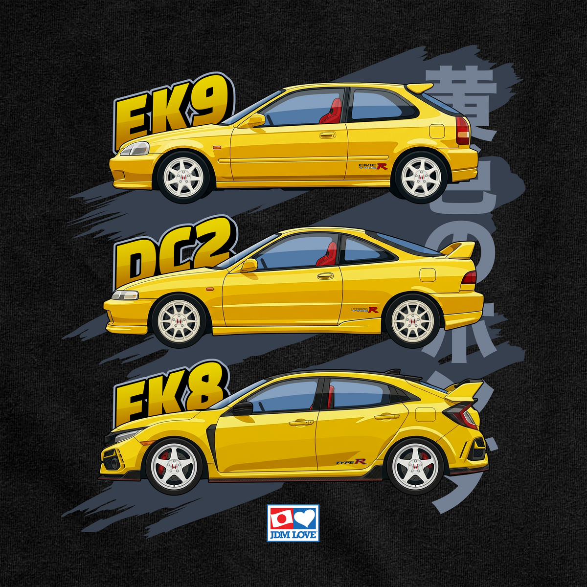 All the Phoenix yellow Honda Type R's